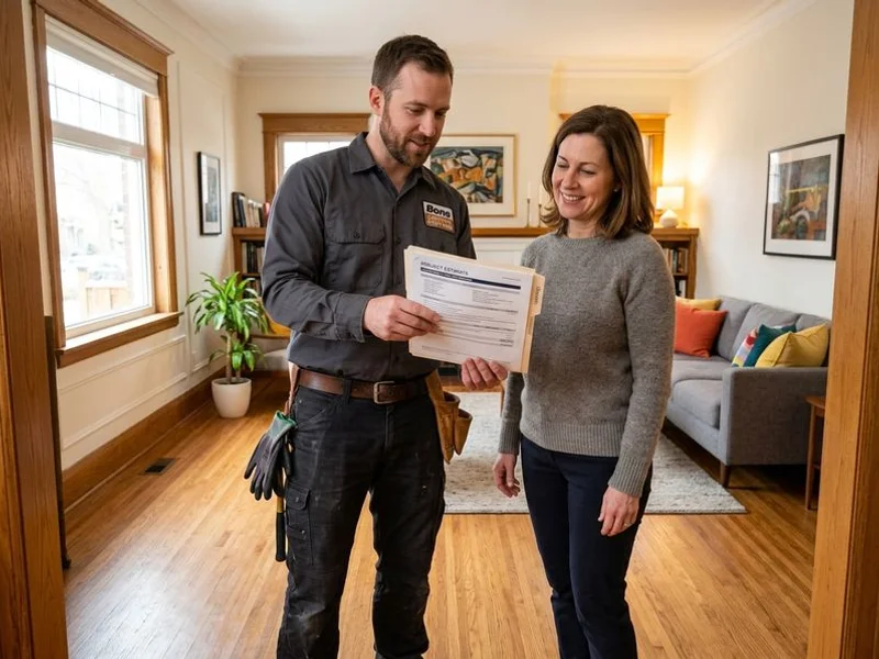 Bona Certified craftsman presenting a fixed-price refinishing estimate