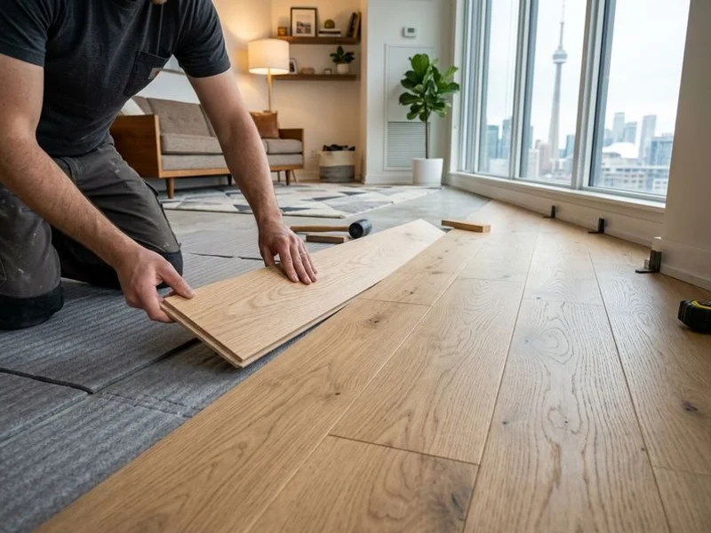 Click-lock floating engineered hardwood over premium underlayment