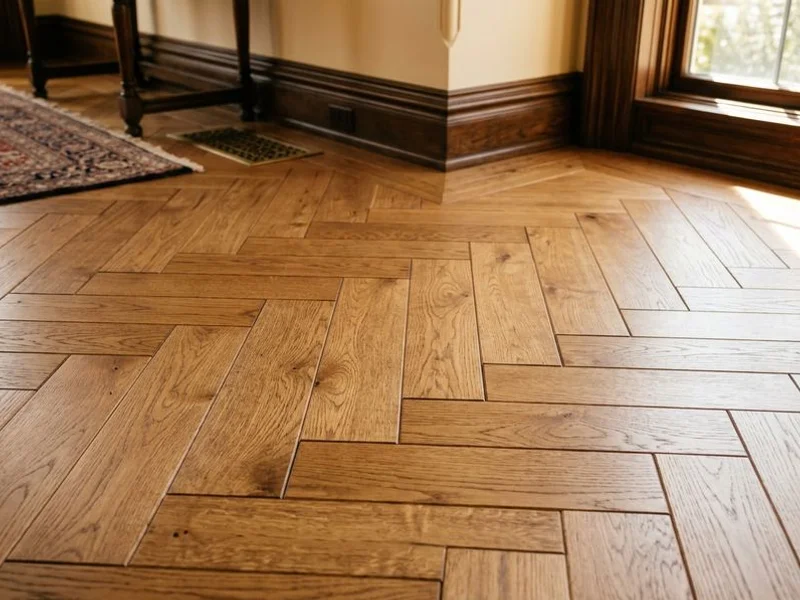European Oak herringbone with 90° block layout