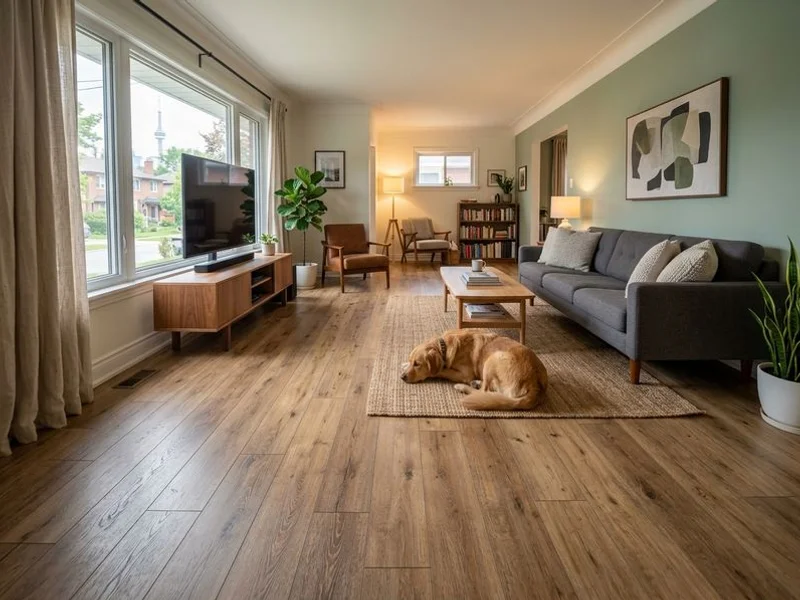 AC4 oak-look laminate in a Toronto family room