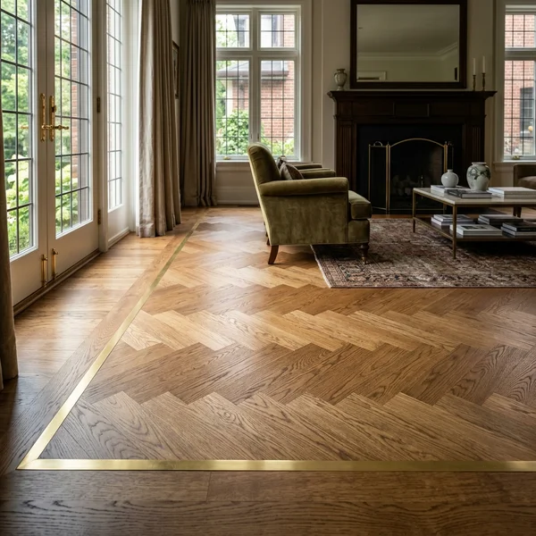 Completed European Oak herringbone in a Forest Hill home