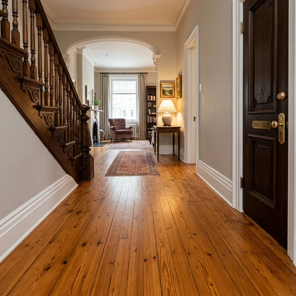 Restored Victorian narrow-board Red Pine floor in Rosedale
