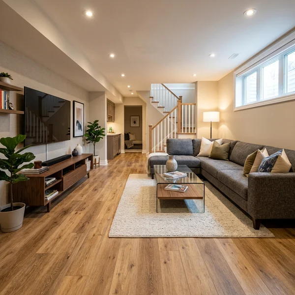 Waterproof LVP in a finished Mississauga basement